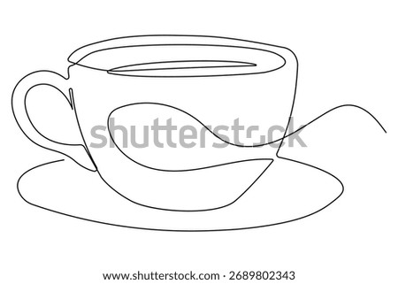 Minimal line art of coffee and cups continuous outline illustration
