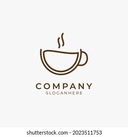 minimal line art coffee and tea logo icon illustration perfect for coffee shop and restaurant