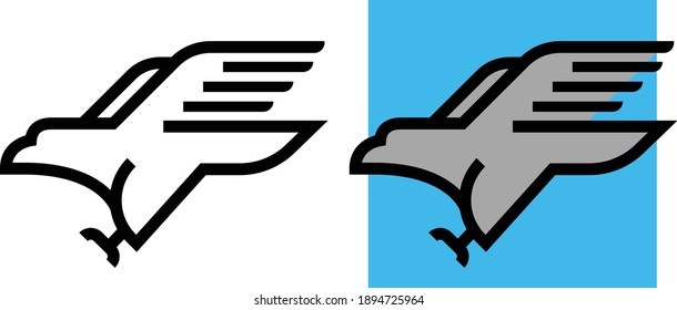 Minimal Line Art Eagle Vector Logo Illustration