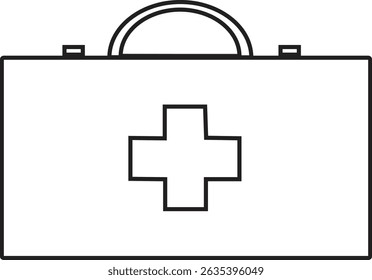 Minimal Line Art First Aid Kit Icon with Medical Cross – Modern Healthcare and Emergency Supply Vector for Infographics, Apps, and Educational Materials
