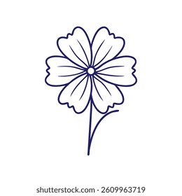 Minimal Line Art Flower Vector with Simple Petal Design