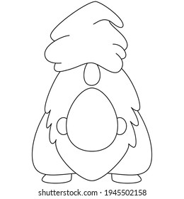 Minimal line art Gnomes Easter Spring Season, simple line art drawing illustration clipart, stamp for scrapbook, kid craft, coloring. Vector EPS10