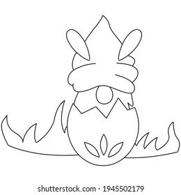 Minimale Linie Kunst Gnomes Osterfrühlingszeit, einfache Linie Kunst Zeichnung Illustration Clipart Kunst, Stempel für Scrapbook, Kinderhandwerk, Färbung. Vektor EPS10