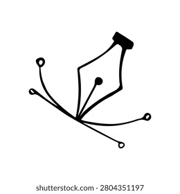 Minimal line art illustration of the Pen Tool with Bézier handles and anchor points, inspired by Illustrator and Photoshop vector editing. Modern outline design representing vector graphics, path editing, digital illustration, graphic design, UI and UX, creative workflow and professional design software.