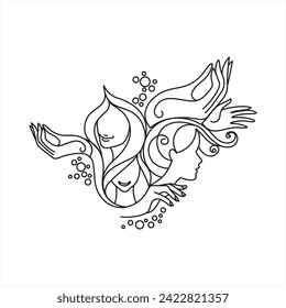Minimal Line Art Illustration, Women Empowerment, Women Skill, Women's Day, Women Education, Healthcare, Fashion, Technology, Textile Industry, Clothing, Drawing, Hairstyle, Women Power