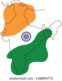 Mapa indio de líneas mínimas en tricolor.