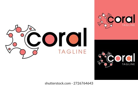 Logotipo de arte lineal mínimo con un arrecife de coral abstracto que forma la letra C. El diseño moderno y limpio es ideal para marcas, tecnología, negocios ecológicos, proyectos marinos, startups y estudios creativos. Un logotipo versátil adecuado para medios impresos, digitales y sistemas de identidad corporativa.