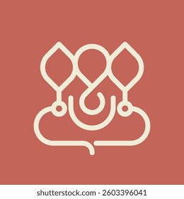 Minimal line art logo illustration of Lord Ganesha 
