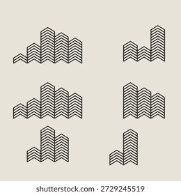 minimal line art logo von wolkenkratzer in verschiedenen 