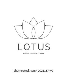 Minimal Line Art Lotus Logo Dan Stock Vector (Royalty Free) 2021137499 ...