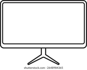 Minimal line art monitor or TV screen icon in black outline style. Perfect vector for technology, design, apps, electronics branding, presentations, and digital product mockups.