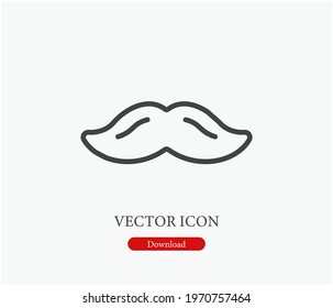 Minimal line art moustache icon. Editable vector illustration representing barber, style, or men’s fashion concept. Perfect for grooming branding, barbershop design, or logo use.