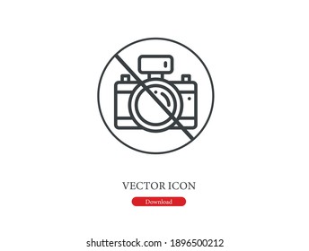 Sin vector de icono de cámara. Signo de estilo lineal para concepto móvil y diseño web. No hay ilustración del símbolo de la cámara. Gráficos vectoriales de píxeles - Vector