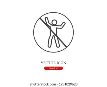 Minimal line art no dancing icon. Editable vector symbol for prohibition sign, event restriction, or safety notice. Perfect for poster, app, or presentation design.