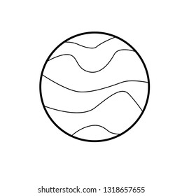 Minimal line art planet mercury with curved shapes on the white background. Can be used for fluent design poster, cover, flyer.