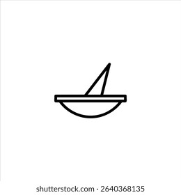 A minimal line art representation of a basic sundial with a central gnomon, symbolizing ancient timekeeping and sunlight. Isolated on a white background.