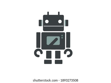 Minimal line art robot icon. Editable stroke symbol of AI, robotics, or automation. Perfect for technology, app, or innovation concept design.