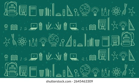Minimal Line Art School Icons Seamless Pattern for Education Wallpaper and Classroom Design
