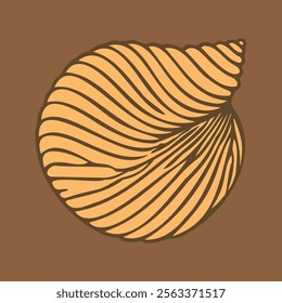 Minimal Line Art of a Seashell. Elegant Ocean Illustration