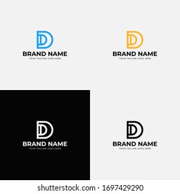 Minimal Line Art Style Initial Letter D vector line logo design. Creative minimalism logotype icon symbol.