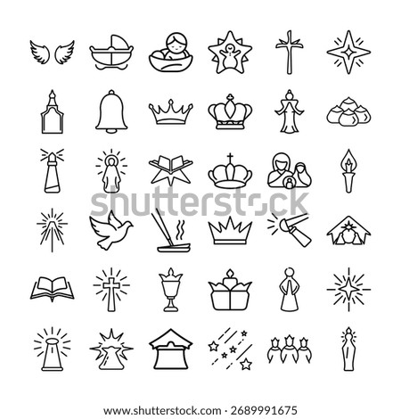 Minimal line art of three wise men icon, Christian Epiphany design.