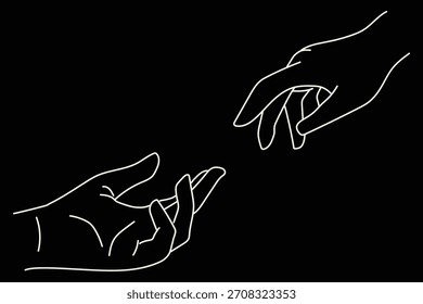 Mínimo Line Art Duas Mãos Alcançando Fora