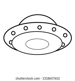 Minimal line art ufo with curved shapes on the white background. Can be used for fluent design poster, cover, flyer.