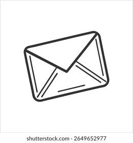 Minimal line art vector illustration of a mail envelope icon representing email, messaging, communication, newsletter, or contact.