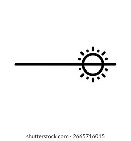 Ilustración vectorial de arte lineal mínima de sol sobre el horizonte, ideal para conceptos de Clima, clima y naturaleza.