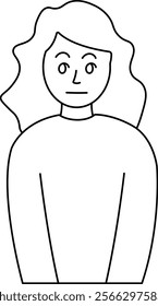 Minimal Line Art Woman with Neutral Expression