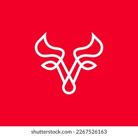 Minimal Line Bull Head Logo Design for your business or company