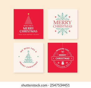 Minimal Line Christmas Card Set