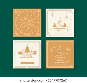 Conjunto de Cartas de Natal de Linha Mínima