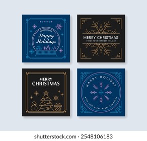 Conjunto de Cartas de Natal de Linha Mínima