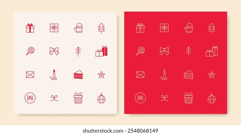 Minimal line Christmas icon set