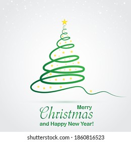 Minimal line Christmas tree card background