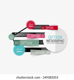 Diseño de línea mínima de presentación geométrica o infografía web. Iconos de concepto de línea negra con pegatinas, notas y otros elementos de diseño comercial