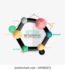 Minimale Linie Design geometrische Präsentation oder Web-Infografiken. Symbole für schwarze Linien mit Aufklebern, Notizen und anderen Elementen für Geschäftsdesign