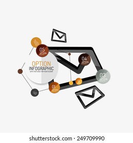 Minimal line design geometric presentation or web infographics. Black line concept icons with stickers, notes and other business design elements