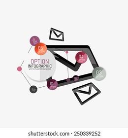 Minimale Linie Design geometrische Präsentation oder Web-Infografiken. Symbole für schwarze Linien mit Aufklebern, Notizen und anderen Elementen für Geschäftsdesign