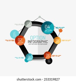 Minimale Linie Design geometrische Präsentation oder Web-Infografiken. Symbole für schwarze Linien mit Aufklebern, Notizen und anderen Elementen für Geschäftsdesign