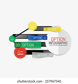 Minimal line design geometric presentation or web infographics. Black line concept icons with stickers, notes and other business design elements