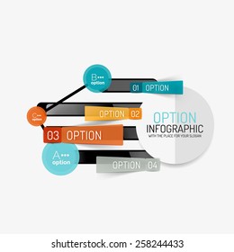Minimal line design geometric presentation or web infographics. Black line concept icons with stickers, notes and other business design elements