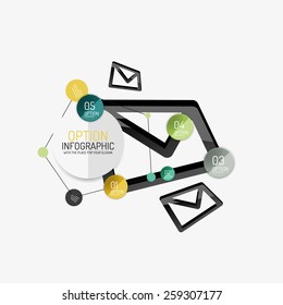 Minimal line design geometric presentation or web infographics. Black line concept icons with stickers, notes and other business design elements