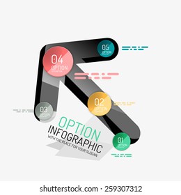Minimal line design geometric presentation or web infographics. Black line concept icons with stickers, notes and other business design elements