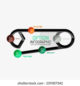 Diseño de línea mínima de presentación geométrica o infografía web. Iconos de concepto de línea negra con pegatinas, notas y otros elementos de diseño comercial