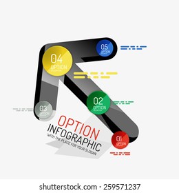 Diseño de línea mínima de presentación geométrica o infografía web. Iconos de concepto de línea negra con pegatinas, notas y otros elementos de diseño comercial