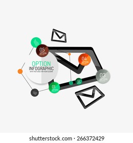 Minimal line design geometric presentation or web infographics. Black line concept icons with stickers, notes and other business design elements