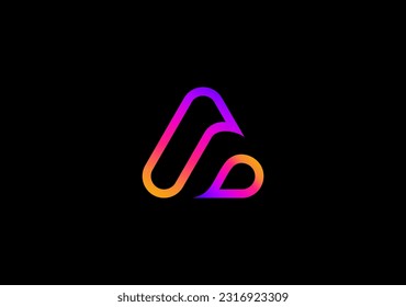 minimal line design letter A with modern gradient color