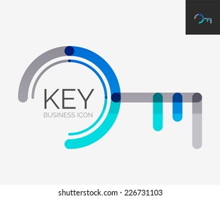 Minimal line design logo, business key icon, branding emblem